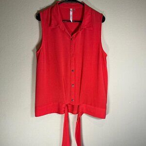NY Collection Women's Sleeveless Red Blouse, Large